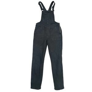 Madewell Overalls Womens Medium Black Denim Cotton Straps Sleeveless Square Neck
